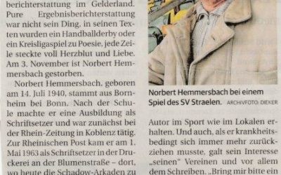 Nachruf auf Norbert Hemmersbach